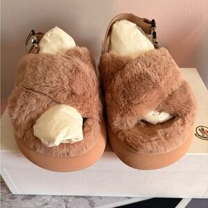 Moncler Pink Solarisse Fur Sandals